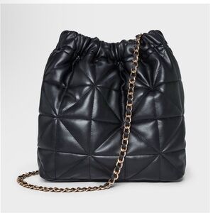 a new day Black Quilted Shoulder Bag with Chain